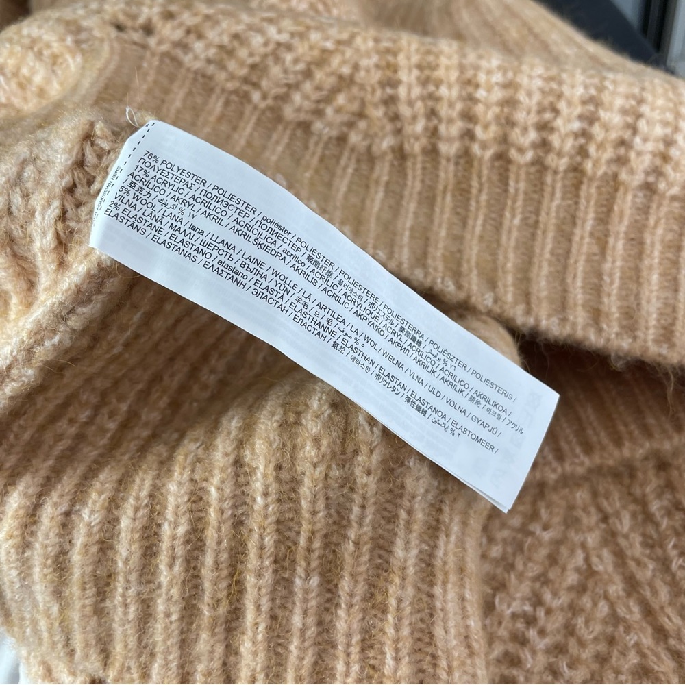 NWT Mango Contrasting Knit Sweater‎ Camel Large - Picture 10 of 13